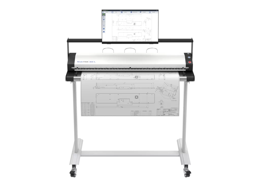 Le scanner CIS grand format tout en un (scanner + pied + logiciel + écran tactile), en 36 pouces (914 mm) de large adapté aux traceurs Canon TDS (COLORWAVE et PLOTWAVE), LFP (IMAGE PROGRAF). Facile à utiliser avec son contrôleur embarqué sans nécessité d'ordinateur, compatible Windows, Mac OS ou Linux.