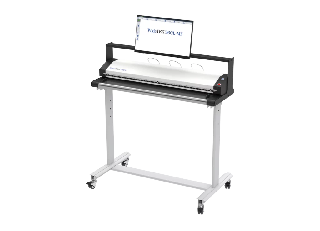 Le scanner CIS grand format tout en un (scanner + pied + logiciel + écran tactile), en 36 pouces (914 mm) de large adapté aux traceurs HP DESIGNJET et PAGEWIDE. Facile à utiliser avec son contôleur embarqué sans nécessité d'ordinateur, compatible Windows, Mac OS ou Linux. Ecran tactile, logiciel de numérisation et pilote intégrés pour  numérisation, copie, impression
